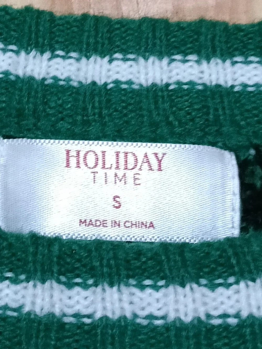 Holiday Time Green and Red Cat Christmas Crewneck Sweater